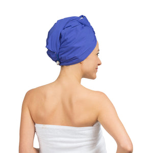 terry lining silky shower cap for women and wet hair turban wrap combination terrycloth lined shower cap combo Turbella 2-in-1