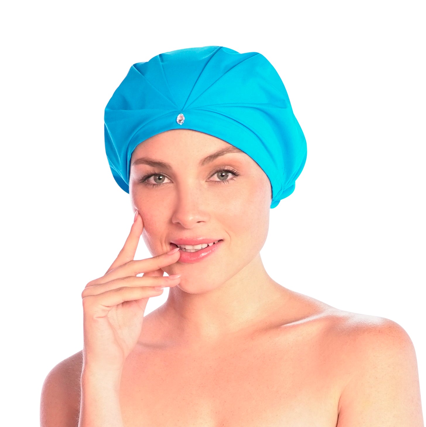 cute turban style shower cap for long hair women, waterproof breathable machine washable fabric stops frizzy in shhhower