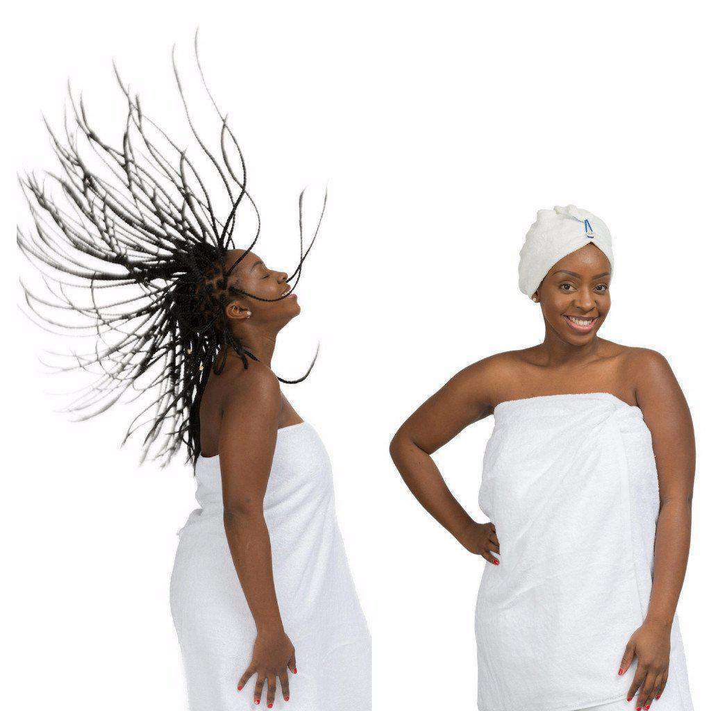 Luxury Hair-Drying Towel Wrap w/ Swarovski Button