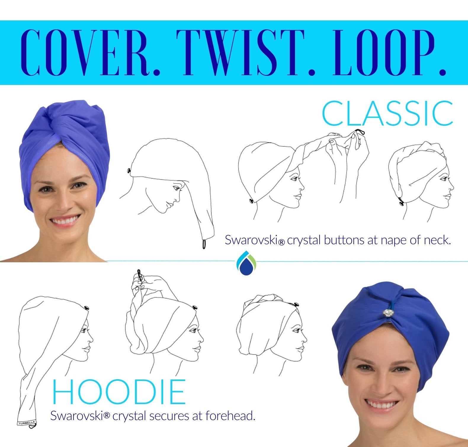 Lumimi Haarturban 2er Pack – Schnell Trocknend, Super Saugfähig | Mit Knopfverschluss, Einheitsgröße | Für Frauen, Wellness, Nach Dem Duschen